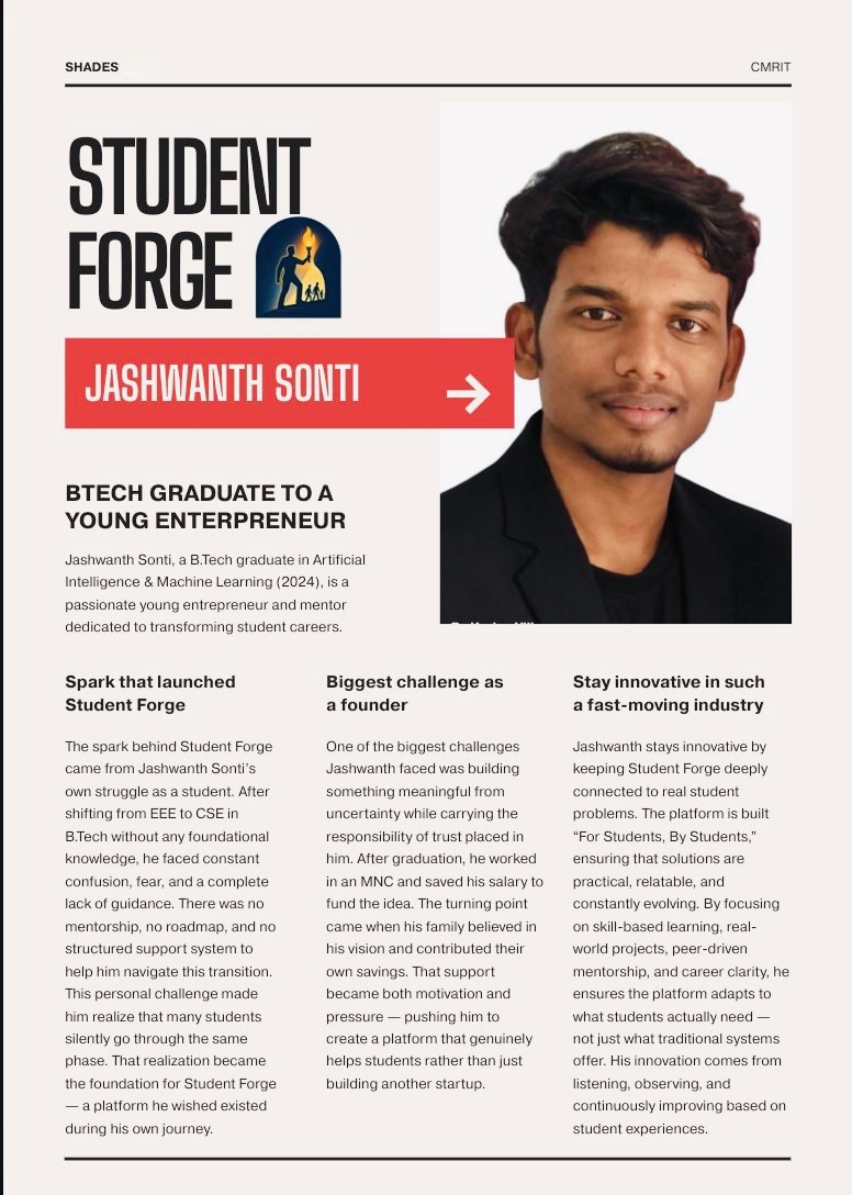 Featured in CMRIT Shades 2026 Magazine